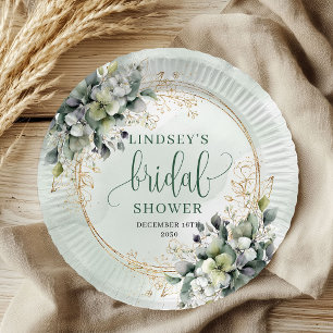 Assiettes en papier pour la douche de mariée Eucal