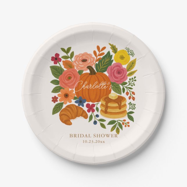 Assiettes en papier pour la douche de mariée flora (Devant)