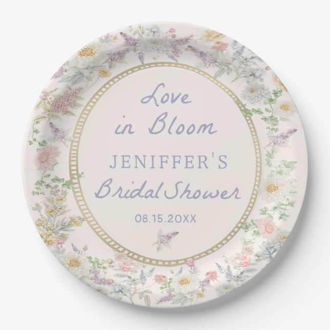 Assiettes en papier pour la douche de mariée flora (Devant)