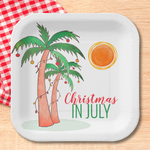 Assiettes en papier pour la fête de Noël en juille