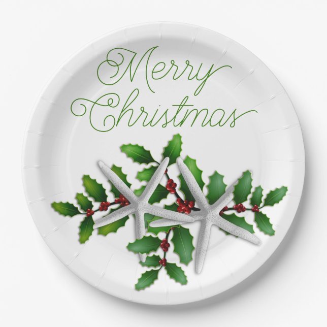 Assiettes en papier pour la fête de Noël Étoile de (Devant)