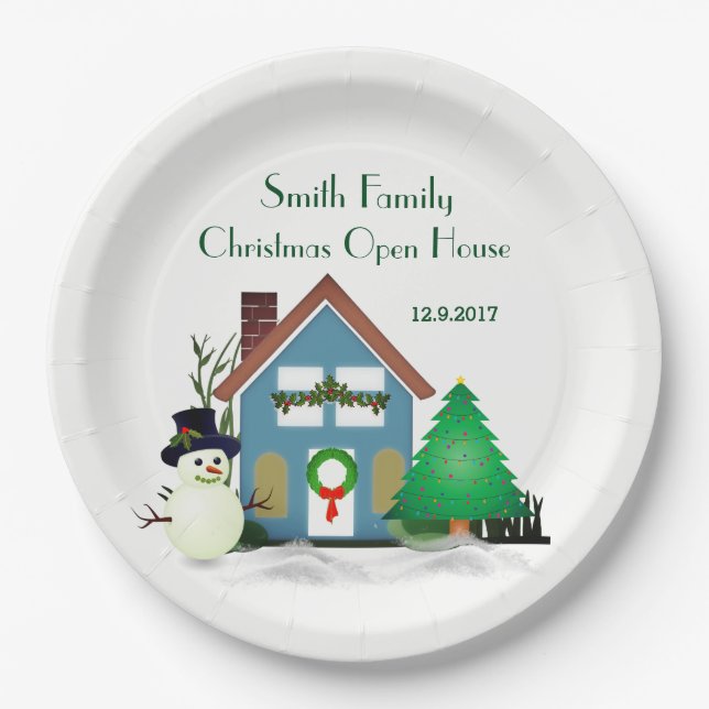 Assiettes en papier pour la maison ouverte de Noël (Devant)