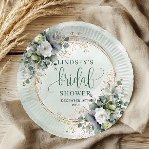 Assiettes en Papier pour la Mariée, Botanique Vert