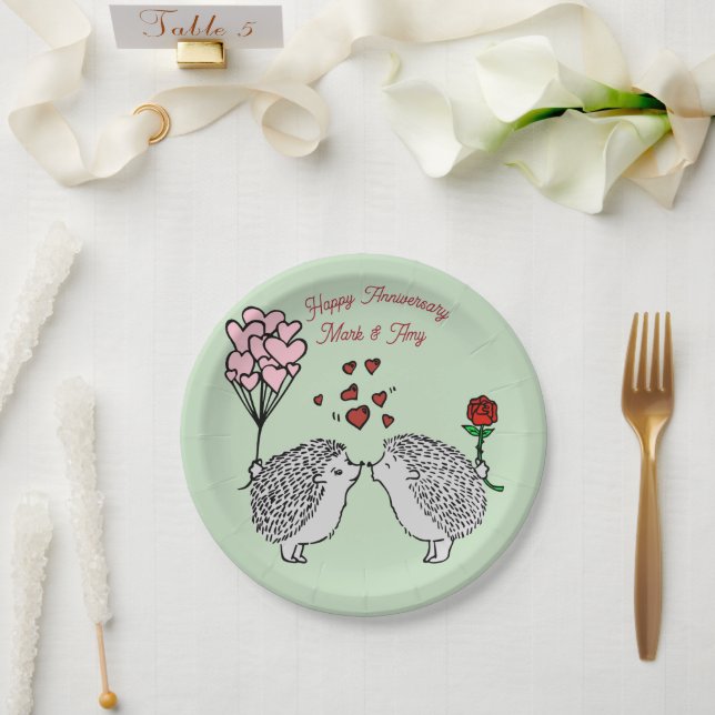 Assiettes en papier pour l'anniversaire du Hérisso (Mariage)