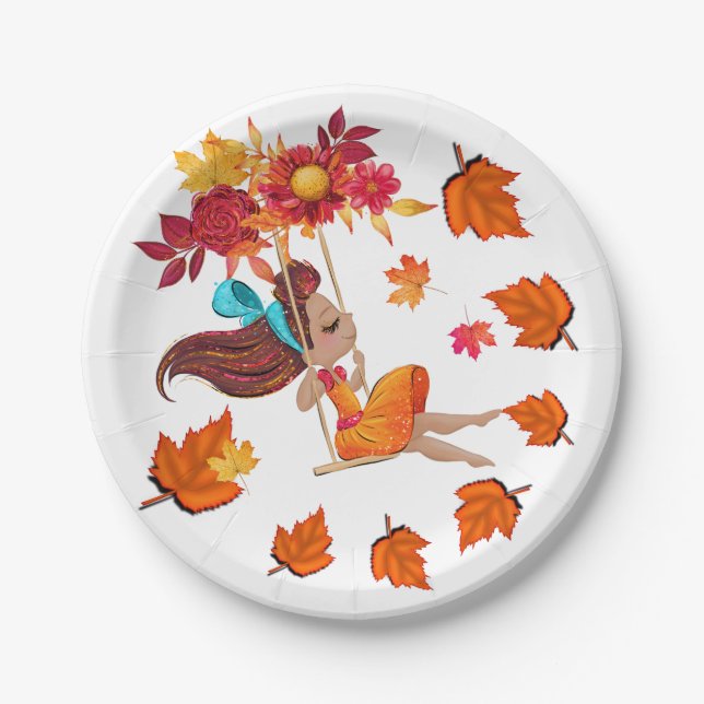 Assiettes en papier pour l'automne heureux (Devant)