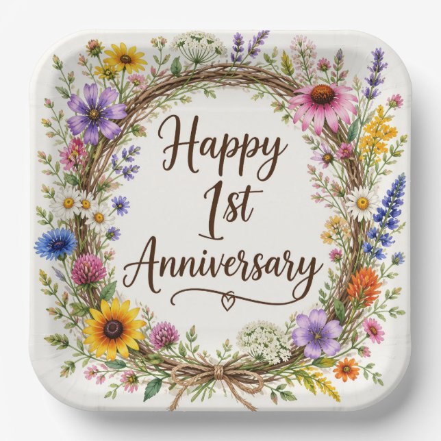 Assiettes en papier pour le 1er anniversaire de ma (Recto)