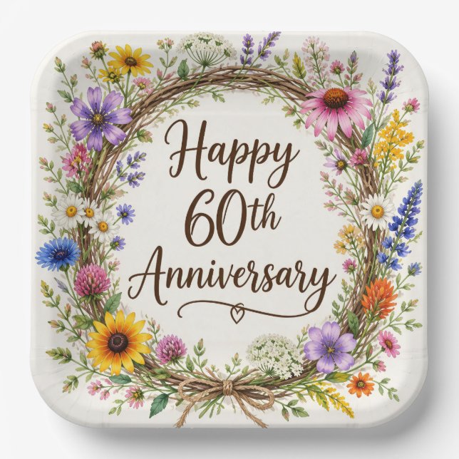 Assiettes en papier pour le 60e anniversaire de ma (Recto)