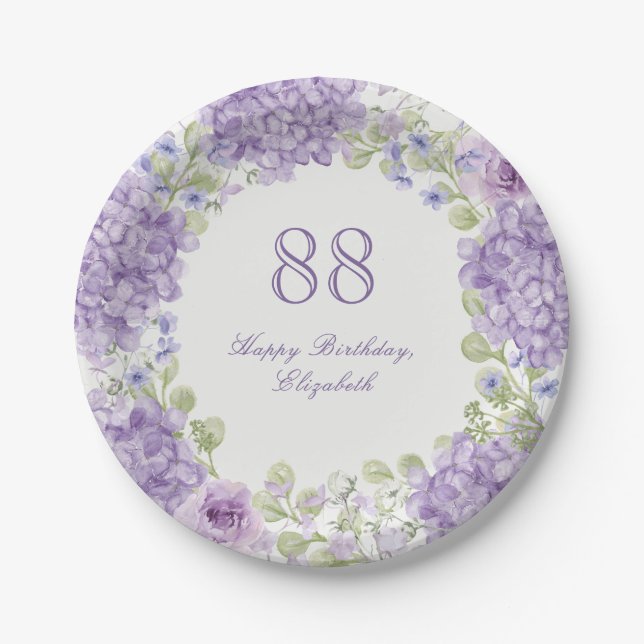 Assiettes en papier pour le 88e anniversaire Éléga (Devant)