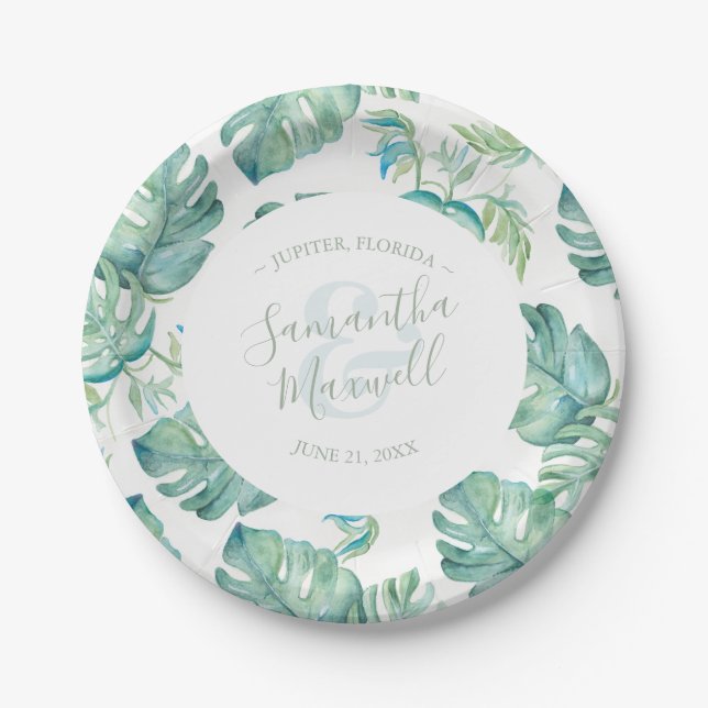 Assiettes en papier pour mariage à la verdure trop (Devant)