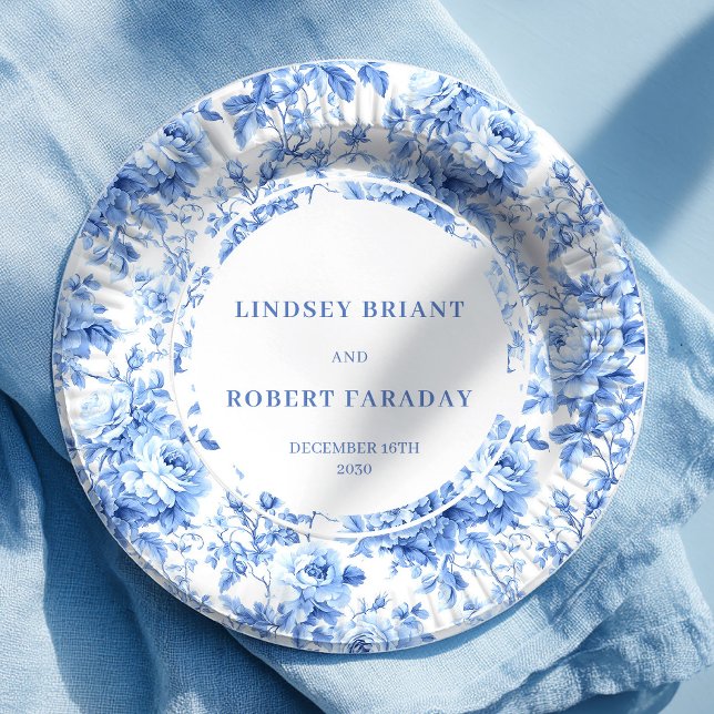 Assiettes en papier pour mariage classiques bleu m (Navy Blue Classic Wedding Paper Plates)