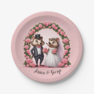 Assiettes en papier pour mariage de mariés hérisso