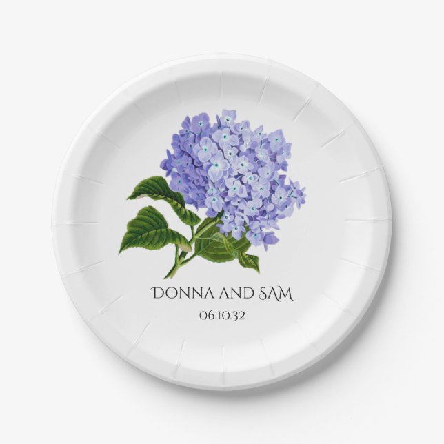 Assiettes en papier pour mariage Fleur d'été Hydra (Devant)