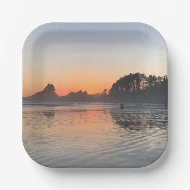 Assiettes en papier pour soirée coucher de soleil (Recto)