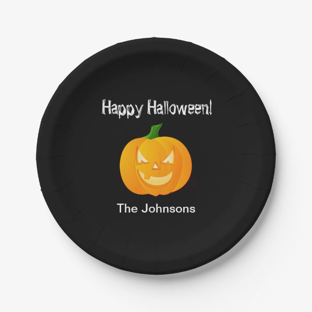 Assiettes en papier pour soirée Halloween avec cit (Devant)
