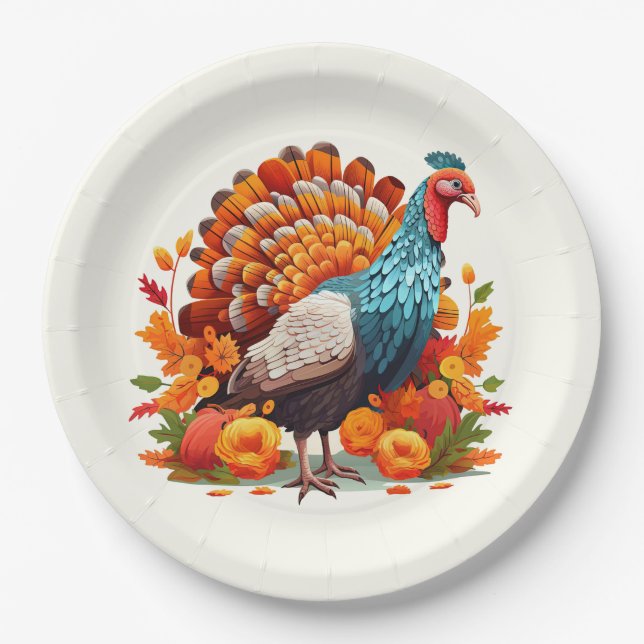 Assiettes en papier pour Thanksgiving (Devant)