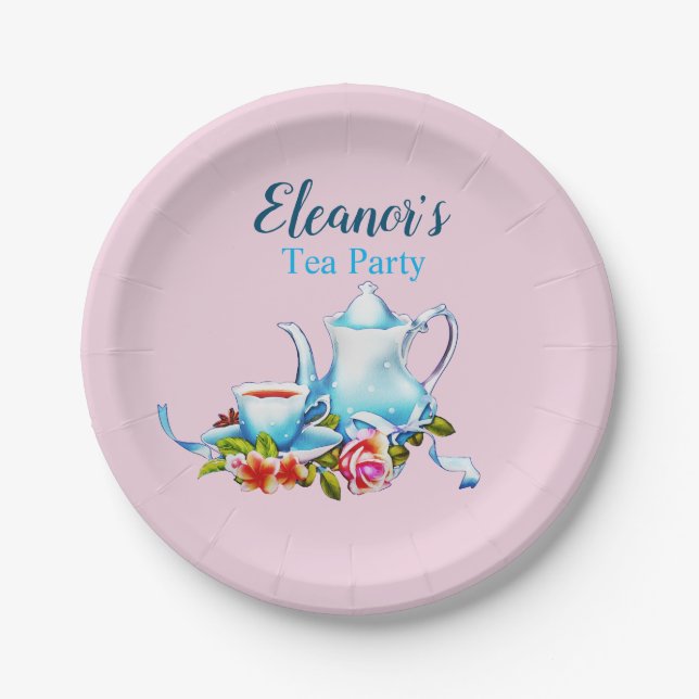 Assiettes en papier pour thé à fleurs  (Devant)