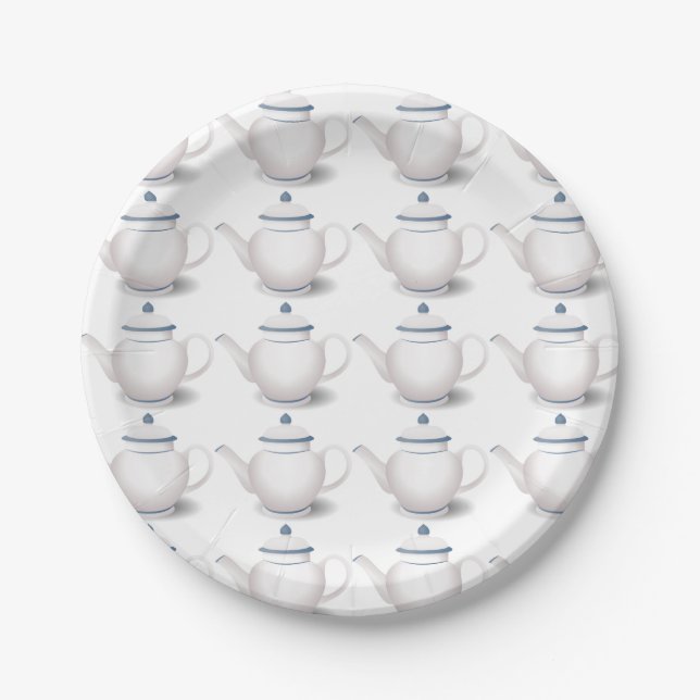Assiettes en papier pour thé à l'anglaise théière (Devant)