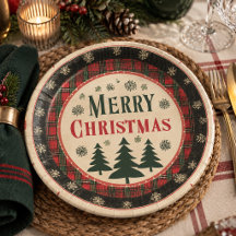 Assiettes en papier pour un joyeux Noël vintage