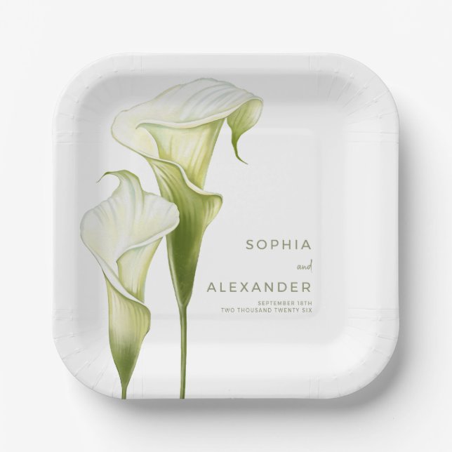 Assiettes en papier pour un mariage moderne.  (Recto)