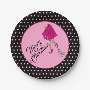 Assiettes en papier pour un Noël rose glamour