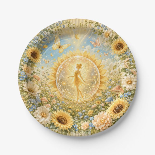 Assiettes en papier Prairie Fée Tournesol (Devant)