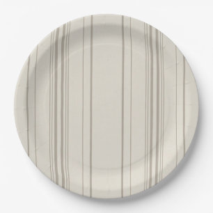 Assiettes en papier rayées douces beige