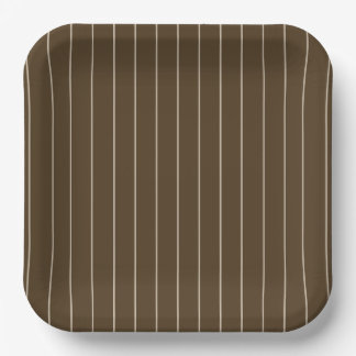 Assiettes en papier rayées marron et beige - 23cm 