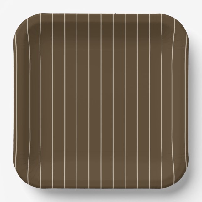 Assiettes en papier rayées marron et beige - 23cm  (Recto)