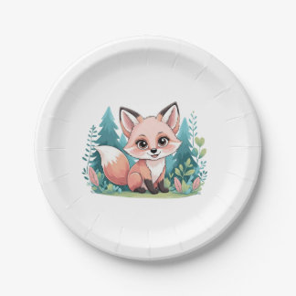 assiettes en papier renard bébé