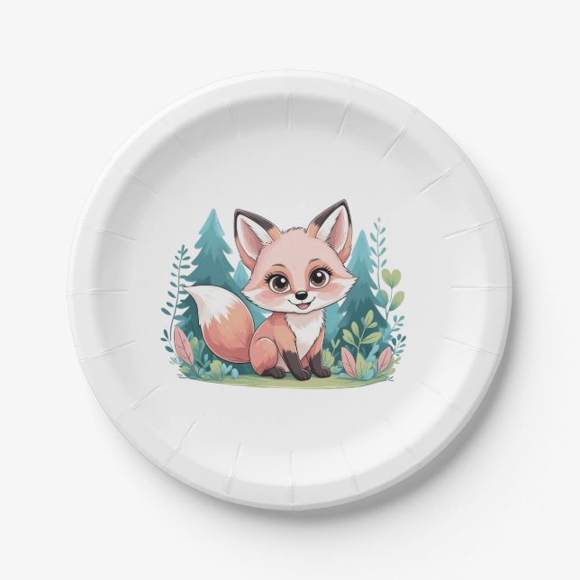  assiettes en papier renard bébé (Devant)