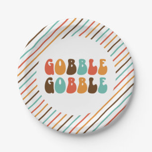 Assiettes en papier rétro de Thanksgiving Gobble G