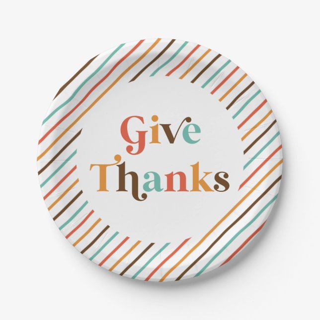 Assiettes en papier rétro de Thanksgiving pour dir (Devant)