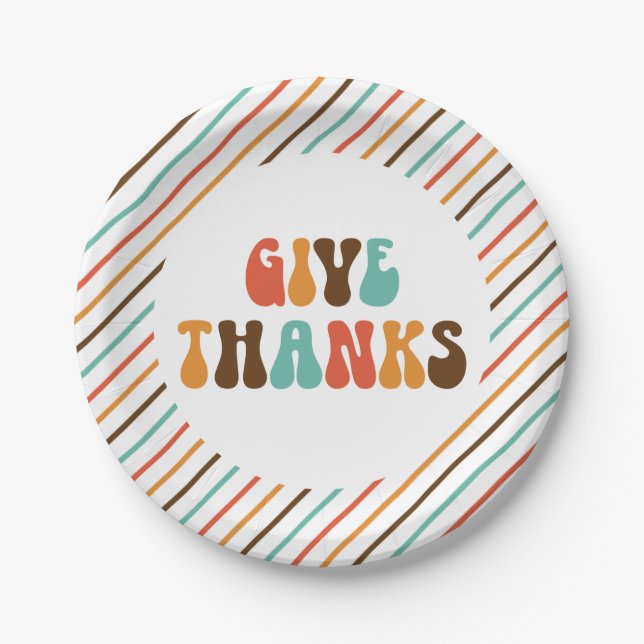 Assiettes en papier rétro de Thanksgiving pour dir (Devant)