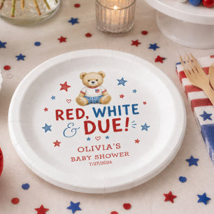 Assiettes en papier rondes Red White & Due