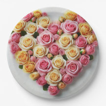 Assiettes en papier Rose Heart 9"