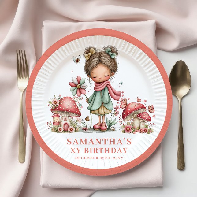 Assiettes en papier rose pâle pour les 8 ans de Fa (Fancy Fairy 8th Birthday Blush Pink Paper Plates)