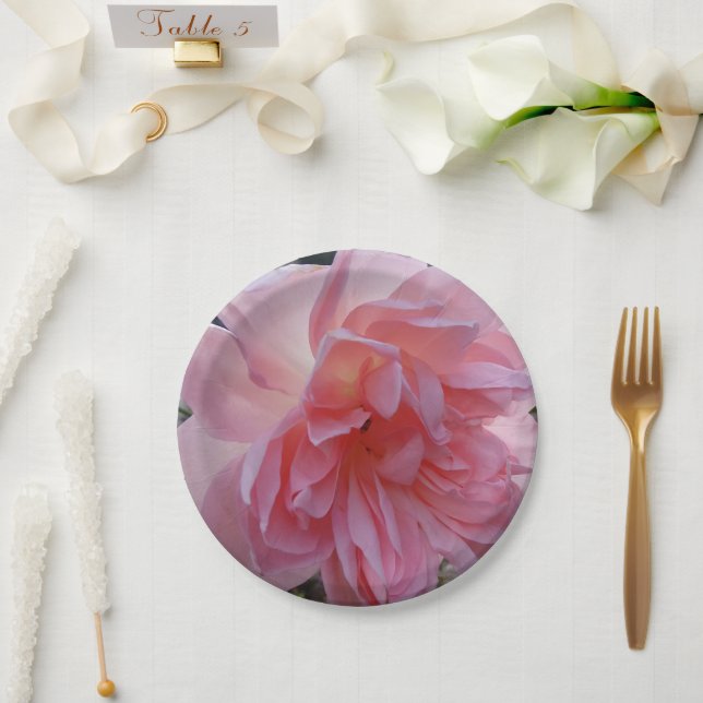 Assiettes en papier rose pour votre fête ou événem (Mariage)
