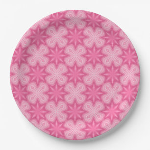 Assiettes en papier roses et blanches