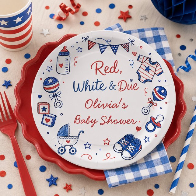 Assiettes en papier rouge blanc futur (Créateur téléchargé)