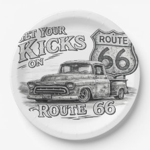 Assiettes en papier Route 66