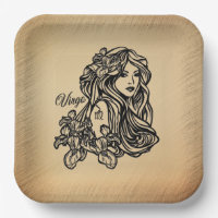 Assiettes en papier rustique Vierge du zodiaque
