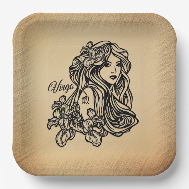 Assiettes en papier rustique Vierge du zodiaque (Recto)