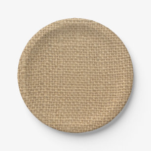 Assiettes en papier rustiques en toile de jute pou