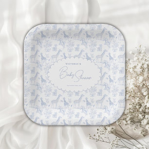 Assiettes en papier safari toile bleue vintage Bab