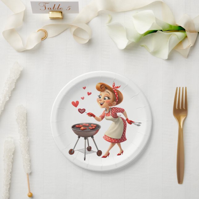 Assiettes en papier Saint-Valentin Cuisine Cœurs R (Mariage)