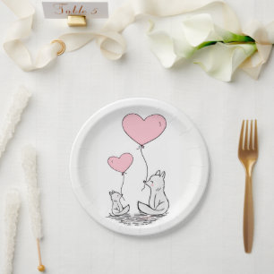 Assiettes en papier Saint-Valentin Renard Rose Coe
