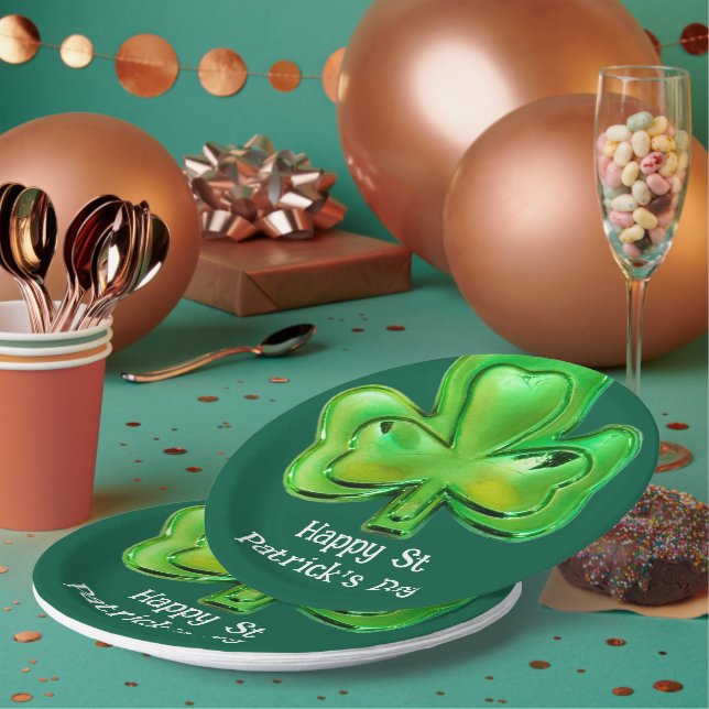 Assiettes en papier Shamrock St Patrick's Day  (Multi)