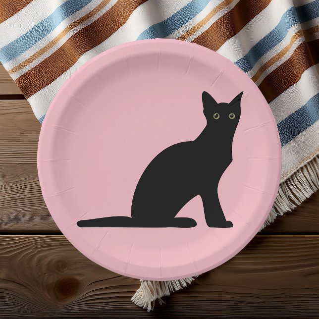 Assiettes en papier silhouette de chat (Créateur téléchargé)