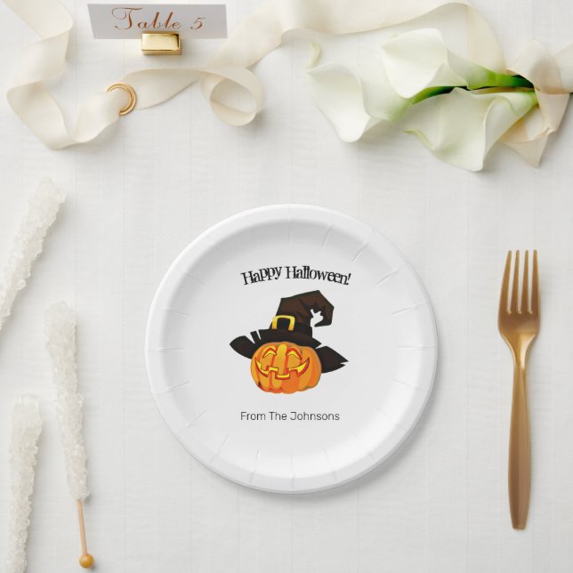 Assiettes en Papier Sorcière Citrouille Halloween (Mariage)