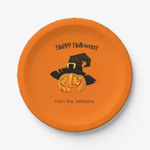 Assiettes en Papier Sorcière Citrouille Halloween